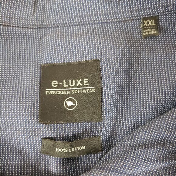 e-Luxe Evergreen Softwear SIZE XXL Navy Blue Mens Long Sleeve Button Down Shirt - Picture 2 of 7